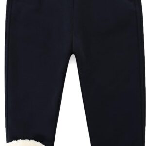 Boys Girls' Pull On Sherpa Fleece Lined Winter Warm Sweatpant Jogger Pant 2-14 Years Black
