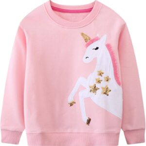 Toddler Girl Sweatshirt Clothes Outfit,Cotton Crewneck Christmas Clothing Pink Horses