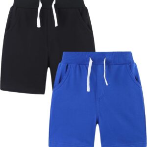 Boys 2pk Cotton French Terry Casual Shorts Black/Blue