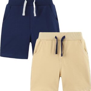 Boys 2pk Cotton French Terry Casual Shorts Navy/Khaki