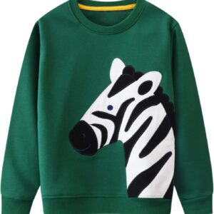 Toddler Boy's Kids Crewneck Pullover Sweatshirts 2-7Year #Green Zebra#