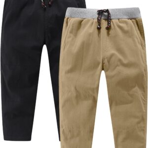 Toddler Boy's 2pk Cotton Pull-on Pants 2-9years Khaki/Black