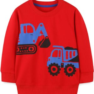 Toddler Boy's Kids Crewneck Pullover Sweatshirts 2-7Year Red Truck#