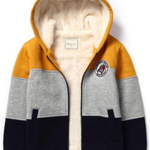Kids Boy's Girl's Sherpa Fleece Lined Jacket Spring Fall Winter Zip up Sweatshirt Hoodie 2-14Y(Toddler\/Kid) Yellow