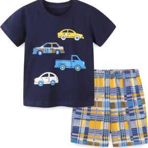 Toddler Boy's Short Sleeve T-Shirt and Short Outfit Set 2-7T Navy Airplane