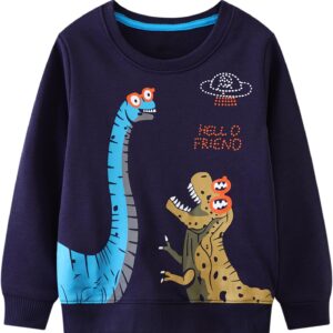 Toddler Boy's Kids Crewneck Pullover Sweatshirts 2-7Year #Navy Dinsosaur#