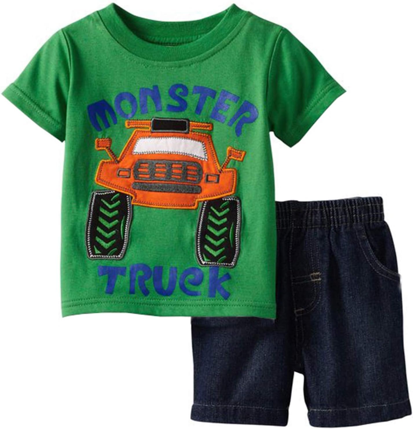 Toddler Boy's Short Sleeve T-Shirt and Short Outfit Set 2-7T Green