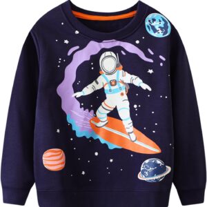 Toddler Boy's Kids Crewneck Pullover Sweatshirts 2-7Year #Navy Astronaut#