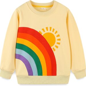 Toddler Girl Sweatshirt Clothes Outfit,Cotton Crewneck Christmas Clothing Cream Rainbow#