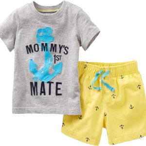 Toddler Boy's Short Sleeve T-Shirt and Short Outfit Set 2-7T Grey Mate