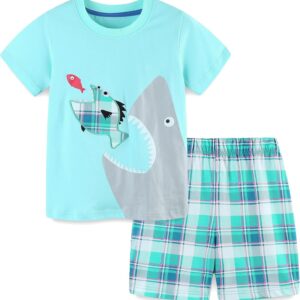 Toddler Boy's Short Sleeve T-Shirt and Short Outfit Set 2-7T Blue Shark