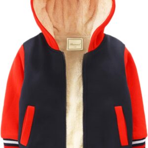 Kids Boy's Girl's Sherpa Fleece Lined Jacket Spring Fall Winter Zip up Sweatshirt Hoodie 2-14Y(Toddler\/Kid) Red/Navy