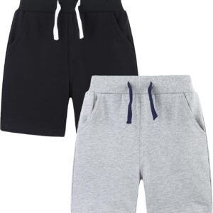 Boys 2pk Cotton French Terry Casual Shorts Black/Grey