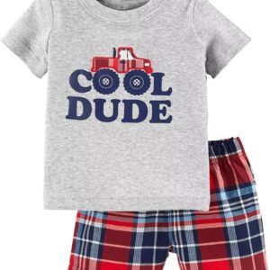 Toddler Boy's Short Sleeve T-Shirt and Short Outfit Set 2-7T Grey Truck 1