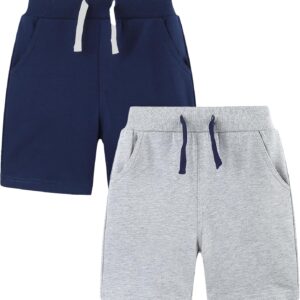 Boys 2pk Cotton French Terry Casual Shorts Navy/Grey