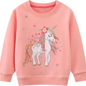 Toddler Girl Sweatshirt Clothes Outfit,Cotton Crewneck Christmas Clothing Pink Unicorn