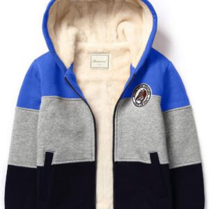 Kids Boy's Girl's Sherpa Fleece Lined Jacket Spring Fall Winter Zip up Sweatshirt Hoodie 2-14Y(Toddler\/Kid) Blue