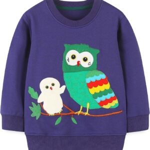Toddler Girl Sweatshirt Clothes Outfit,Cotton Crewneck Christmas Clothing #Navy Owl