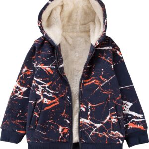 Toddler Boys Sherpa Fleece Lined Jacket,Spring Fall Winter Zip up Sweatshirt Hoodie Red Camo 4t