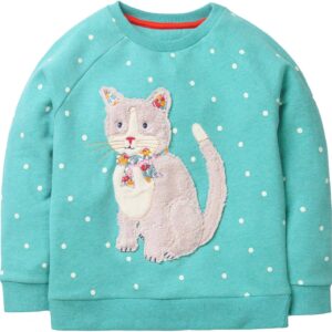 Toddler Girl Sweatshirt Clothes Outfit,Cotton Crewneck Christmas Clothing Teal Cat