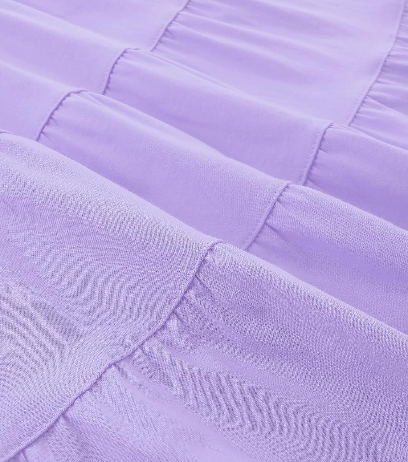 Girl's Dresses Cotton Ruffle Sleeve Tiered Swing A-Line Cute Midi Casual Sundress #Lt Purple - Image 6