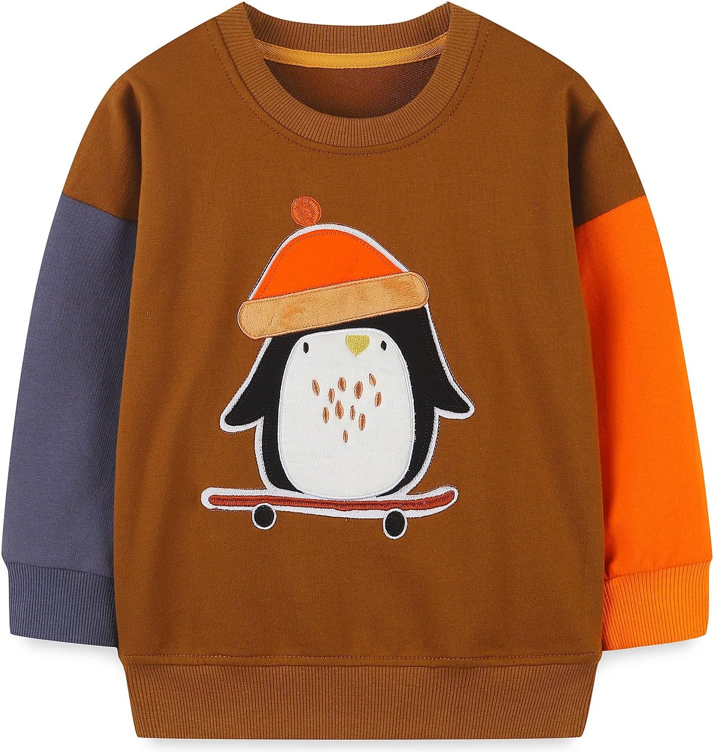 Toddler Boy's Kids Crewneck Pullover Sweatshirts 2-7Year Brown Penguin#