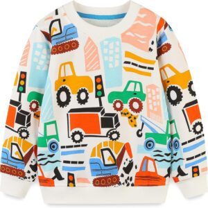Toddler Boy's Kids Crewneck Pullover Sweatshirts 2-7Year White Truck#