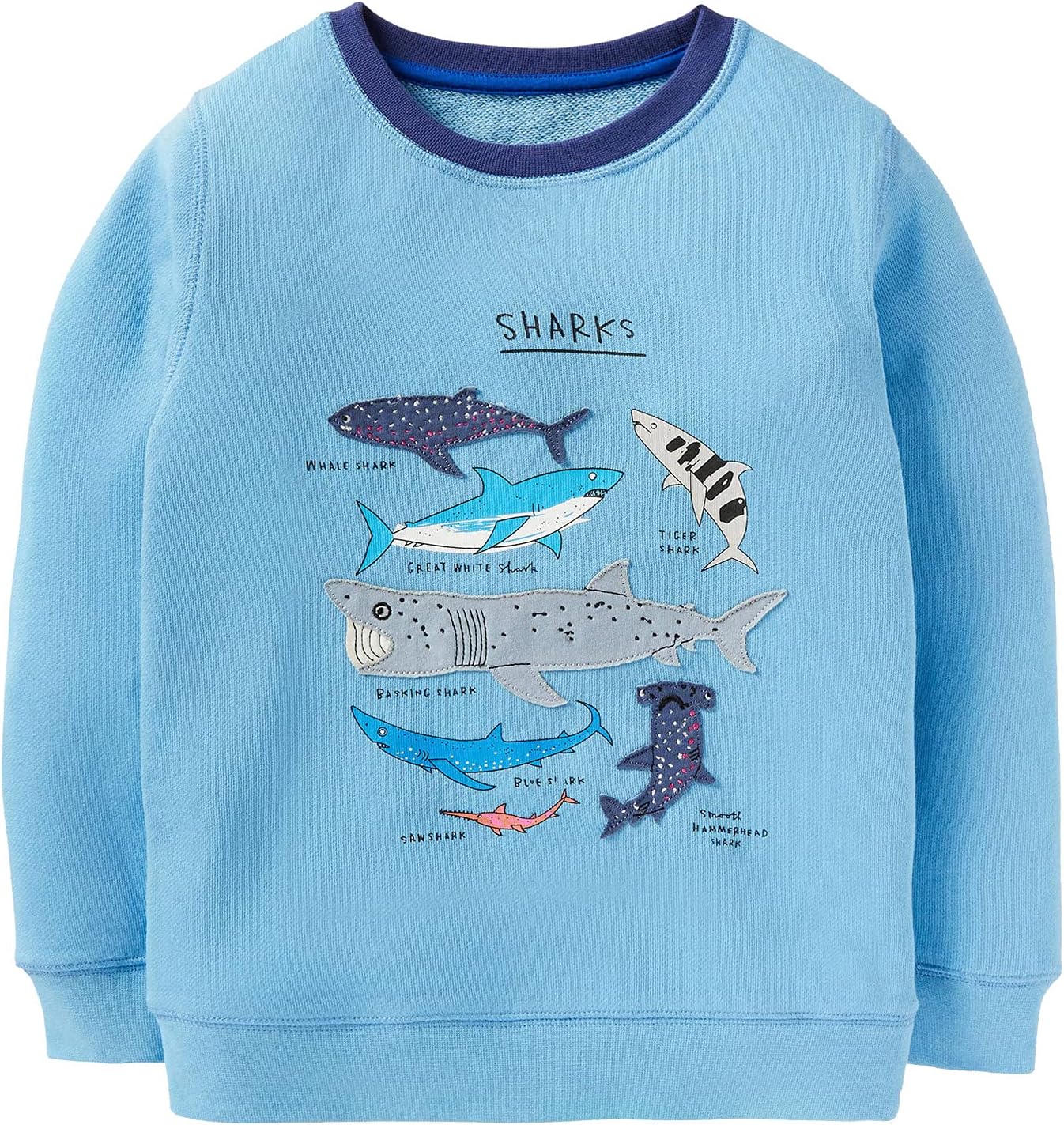 Toddler Boy's Shark Sweatshirts Clothes, Crewneck Long Sleeve Shirt Top Outfits Forest Blue 2T