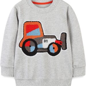 Toddler Boy's Kids Crewneck Pullover Sweatshirts 2-7Year Grey Truck