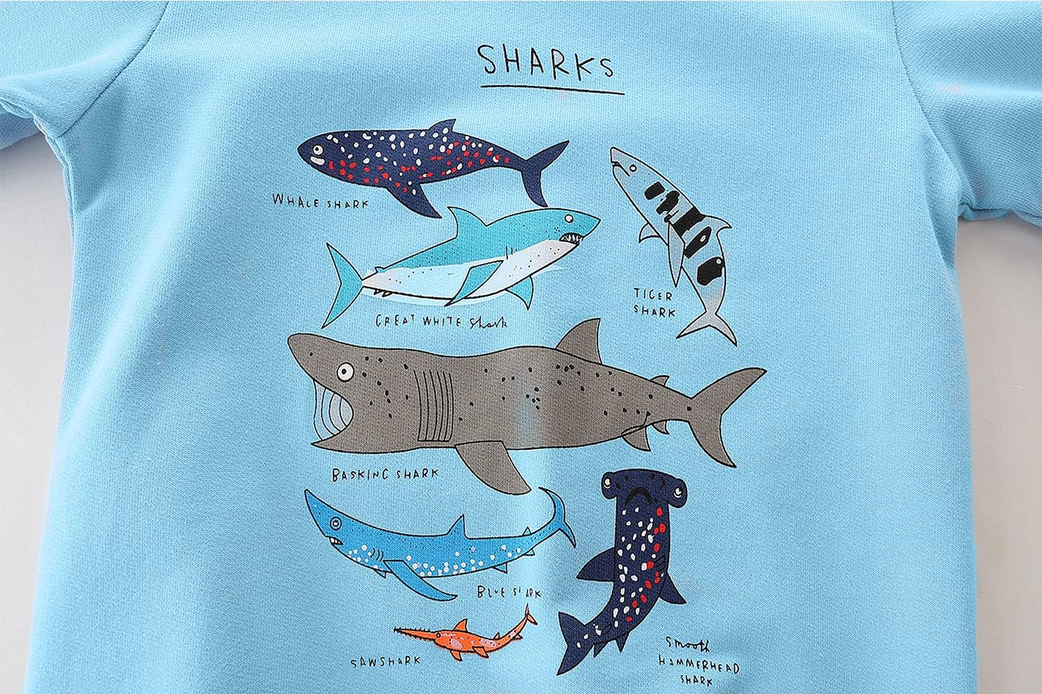 Toddler Boy's Shark Sweatshirts Clothes, Crewneck Long Sleeve Shirt Top Outfits Forest Blue 2T - Image 2