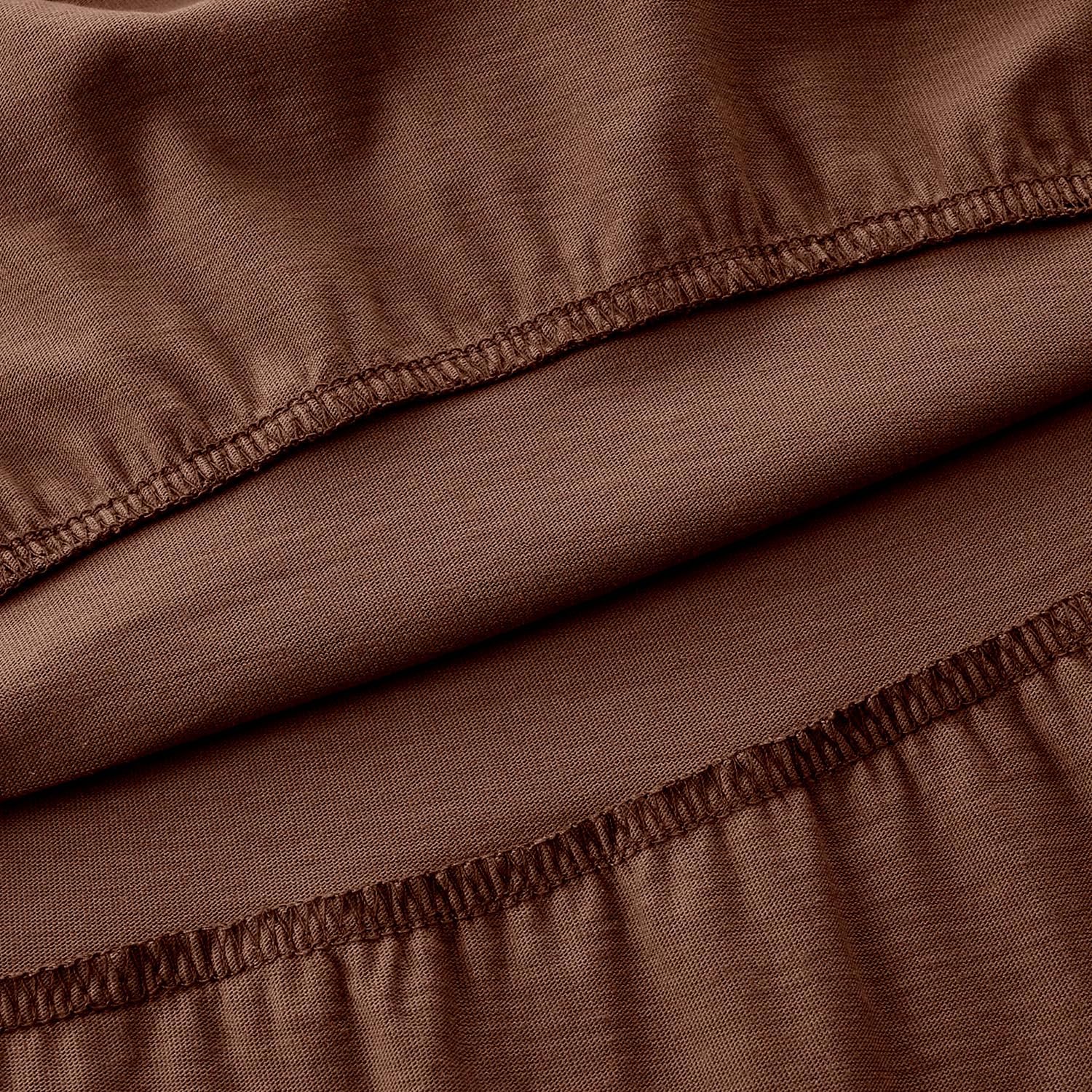 Girl's Dresses Cotton Ruffle Sleeve Tiered Swing A-Line Cute Midi Casual Sundress #Brown - Image 7